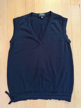 ZEGNA Uniform - Dark Navy Blue Knit Wool Vest/Gillet
